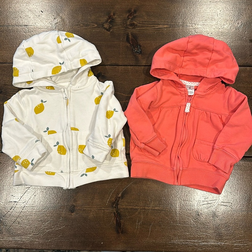 Zip up hoodies baby girl sizes 6-9 months